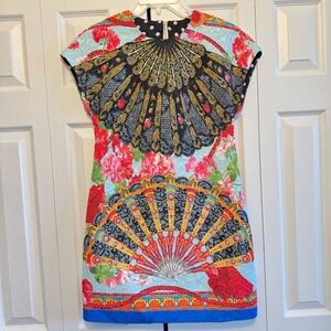 Colorful Fan Print Dress, Size S/M